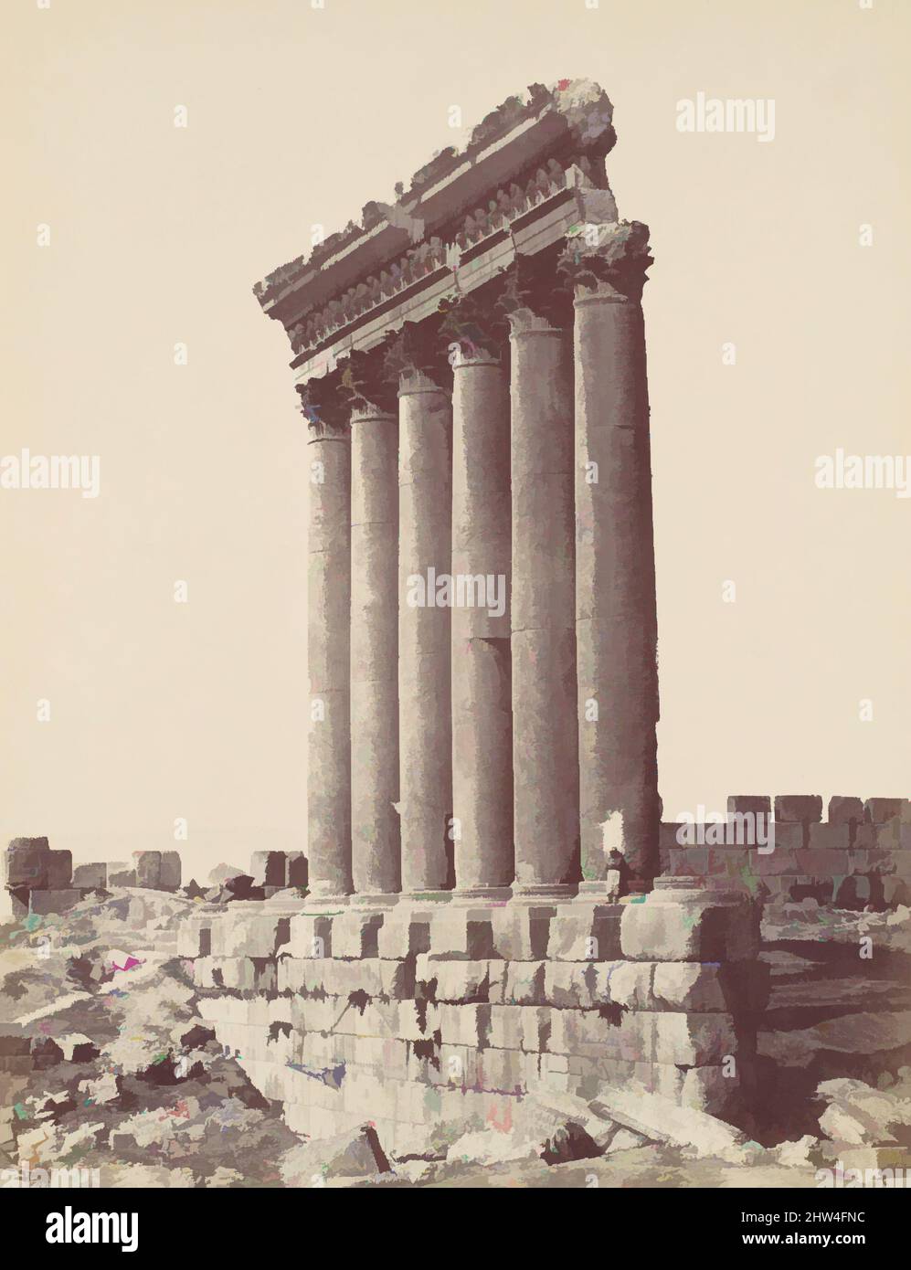Art inspiré par le Temple du Soleil à Baalbec, ca. 1870, imprimé argentique, photographies, Félix Bonfils (français, 1831–1885, Œuvres classiques modernisées par Artotop avec une touche de modernité. Formes, couleur et valeur, impact visuel accrocheur sur l'art émotions par la liberté d'œuvres d'art d'une manière contemporaine. Un message intemporel qui cherche une nouvelle direction créative. Artistes qui se tournent vers le support numérique et créent le NFT Artotop Banque D'Images