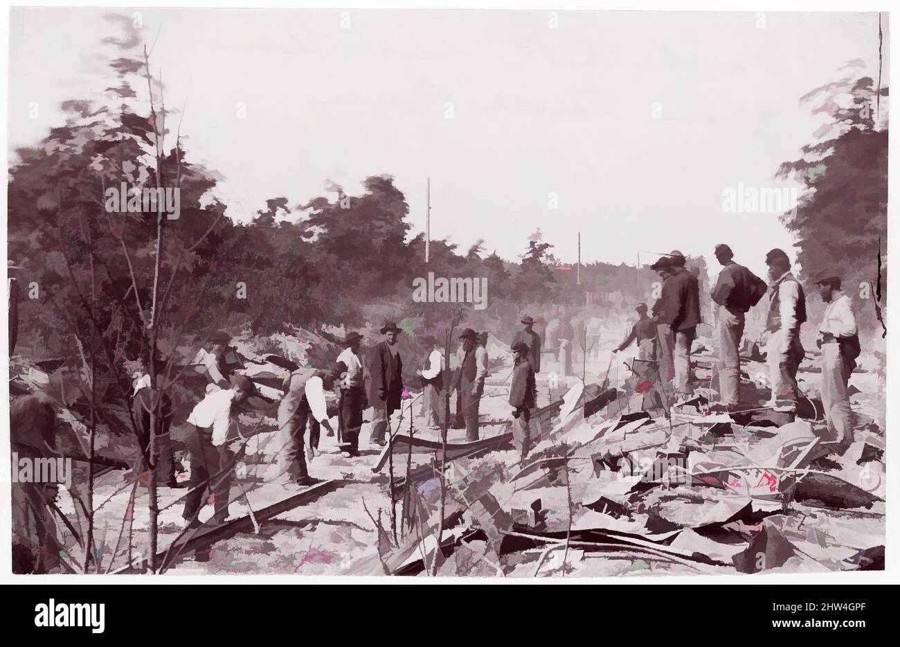 Art inspiré par Bull Run. Orange et Alexandria R.R. Near Union Mills, 1861–65, impression argentée à partir de négatifs en verre, photographies, Timothy H. O'Sullivan (américain, né en Irlande, 1840–1882), George N. Barnard (américain, 1819–1902, œuvres classiques modernisées par Artotop avec une touche de modernité. Formes, couleur et valeur, impact visuel accrocheur sur l'art émotions par la liberté d'œuvres d'art d'une manière contemporaine. Un message intemporel qui cherche une nouvelle direction créative. Artistes qui se tournent vers le support numérique et créent le NFT Artotop Banque D'Images