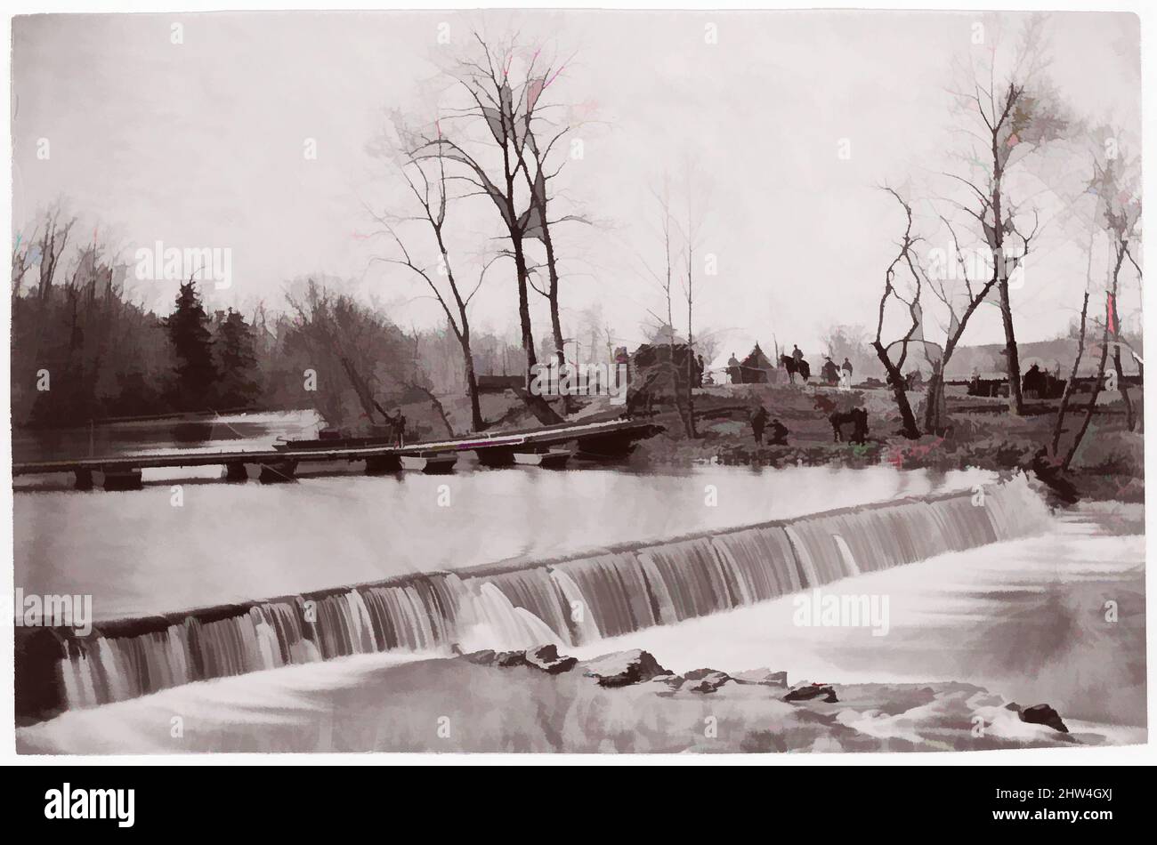 Art inspiré par Bull Run. Pont ponton près de Blackburn's Ford, 1862, impression argentée d'une négatif en verre, 13,1 x 20,2 cm (5 3/16 x 7 15/16 po. ), photographies, Timothy H. O'Sullivan (américain, né en Irlande, 1840–1882), George N. Barnard (américain, 1819–1902, oeuvres classiques modernisées par Artotop avec une touche de modernité. Formes, couleur et valeur, impact visuel accrocheur sur l'art émotions par la liberté d'œuvres d'art d'une manière contemporaine. Un message intemporel qui cherche une nouvelle direction créative. Artistes qui se tournent vers le support numérique et créent le NFT Artotop Banque D'Images