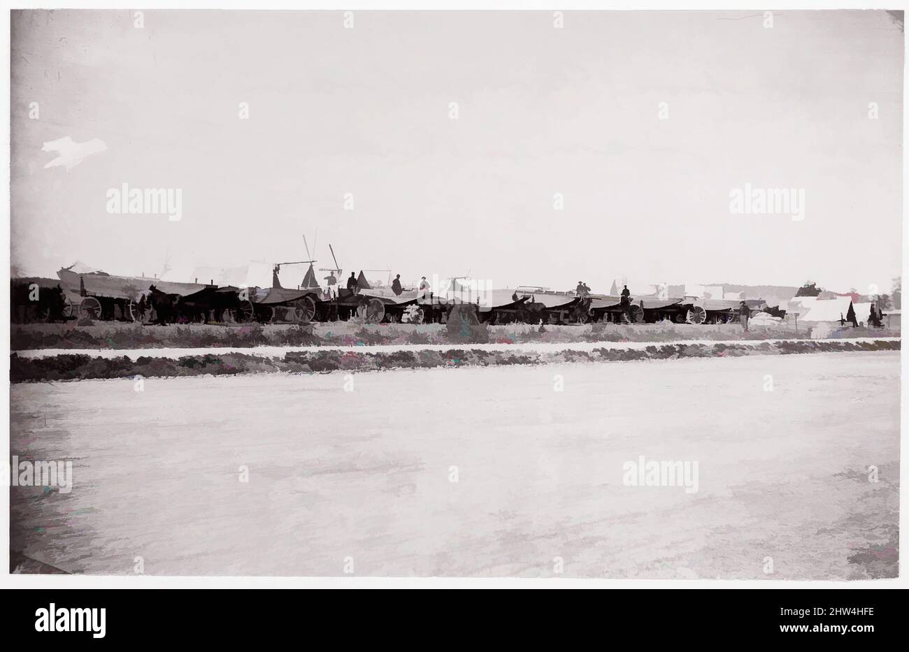 Art inspiré par Pontoon Bridge train, James River, 1864, impression argentée en négatif de verre, photographies, Andrew Joseph Russell (américain, 1830–1902, œuvres classiques modernisées par Artotop avec une touche de modernité. Formes, couleur et valeur, impact visuel accrocheur sur l'art émotions par la liberté d'œuvres d'art d'une manière contemporaine. Un message intemporel qui cherche une nouvelle direction créative. Artistes qui se tournent vers le support numérique et créent le NFT Artotop Banque D'Images