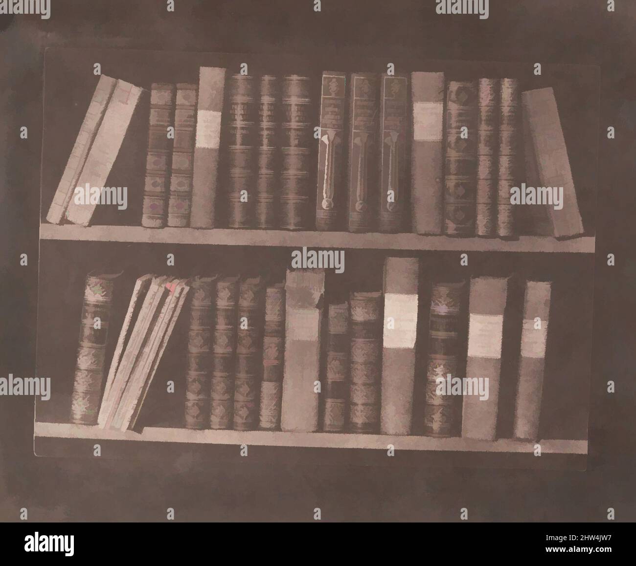 Art inspiré par Une scène dans une bibliothèque, avant le 22 mars 1844, imprimé sur papier salé à partir de négatif papier, image : 13,3 x 18 cm (5 1/4 x 7 1/16 po. ), photographies, William Henry Fox Talbot (Britannique, Dorset 1800–1877 Lacock), un étudiant exceptionnel d'abord à Harrow et plus tard à Cambridge, oeuvres classiques modernisées par Artotop avec un peu de modernité. Formes, couleur et valeur, impact visuel accrocheur sur l'art émotions par la liberté d'œuvres d'art d'une manière contemporaine. Un message intemporel qui cherche une nouvelle direction créative. Artistes qui se tournent vers le support numérique et créent le NFT Artotop Banque D'Images