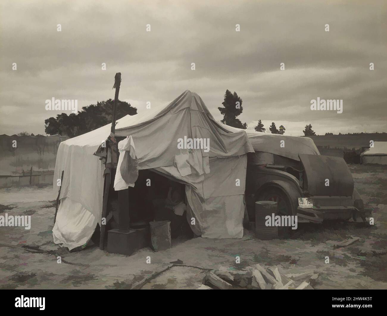 Art inspiré par la maison de fortune de Pea Picker de migrant, Nipomo, Californie, février 1936, imprimé argent Gelatin, 18,2 x 24,5 cm (7 3/16 x 9 5/8 po. ), photographies, Dorothea Lange (américain, 1895–1965, oeuvres classiques modernisées par Artotop avec une touche de modernité. Formes, couleur et valeur, impact visuel accrocheur sur l'art émotions par la liberté d'œuvres d'art d'une manière contemporaine. Un message intemporel qui cherche une nouvelle direction créative. Artistes qui se tournent vers le support numérique et créent le NFT Artotop Banque D'Images