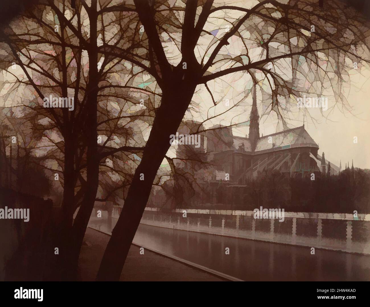 Art inspiré par notre-Dame depuis le quai de la Tournelle, 1923, impression argentée à partir de négatif de verre, image : 17,6 × 22,1 cm (6 15/16 × 8 11/16 po), photographies, Eugène Atget (français, Libourne 1857–1927 Paris), Atget a probablement évité notre Dame au début de sa carrière comme elle l'était, oeuvres classiques modernisées par Artotop avec une touche de modernité. Formes, couleur et valeur, impact visuel accrocheur sur l'art émotions par la liberté d'œuvres d'art d'une manière contemporaine. Un message intemporel qui cherche une nouvelle direction créative. Artistes qui se tournent vers le support numérique et créent le NFT Artotop Banque D'Images