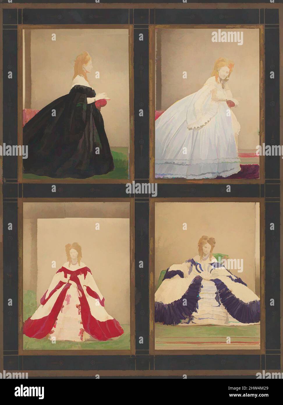 Art inspiré par les variations de la robe « Elvira », 1861–67, imprimé argent par une couleur argentée à partir d'un négatif en verre, image : 12,5 x 8,9 cm (4 15/16 x 3 1/2 po) A, photographies, Pierre-Louis Pierson (français, 1822–1913), peintes et retouchées par Unknown (français, œuvres classiques modernisées par Artotop avec une touche de modernité. Formes, couleur et valeur, impact visuel accrocheur sur l'art émotions par la liberté d'œuvres d'art d'une manière contemporaine. Un message intemporel qui cherche une nouvelle direction créative. Artistes qui se tournent vers le support numérique et créent le NFT Artotop Banque D'Images