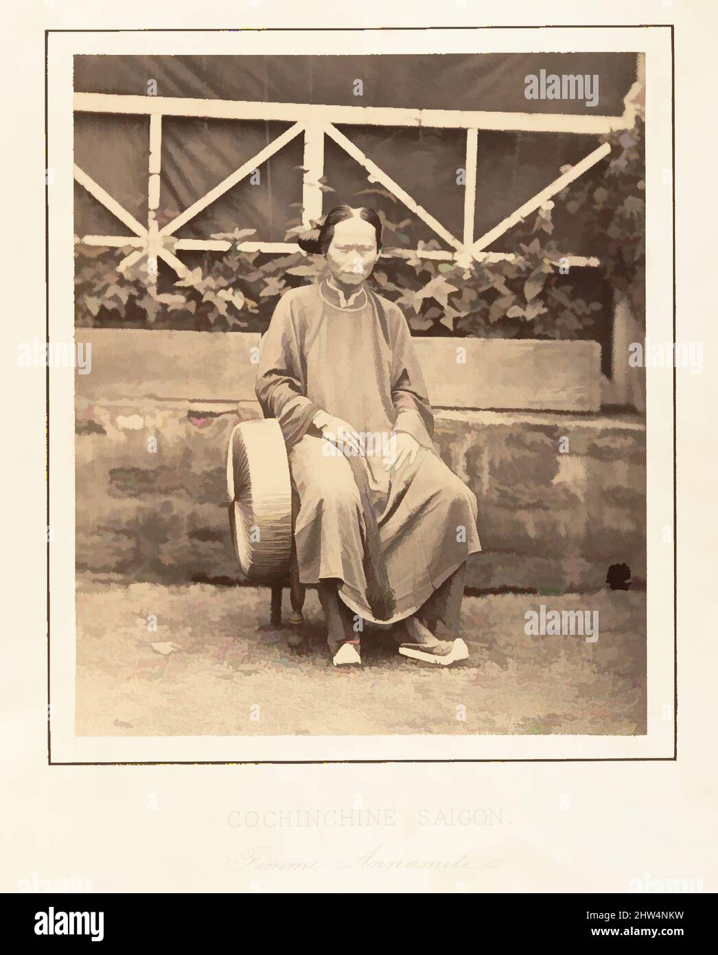 Art inspiré par femme Annamite, Saïgon, Cochinchine, 1866, impression argentée en négatif de verre, 20 x 16,7 cm (7 7/8 x 6 9/16 po), photographies, Emile Gsell (français, Sainte-Marie-aux-Mines 1838–1879 Vietnam, œuvres classiques modernisées par Artotop avec une touche de modernité. Formes, couleur et valeur, impact visuel accrocheur sur l'art émotions par la liberté d'œuvres d'art d'une manière contemporaine. Un message intemporel qui cherche une nouvelle direction créative. Artistes qui se tournent vers le support numérique et créent le NFT Artotop Banque D'Images