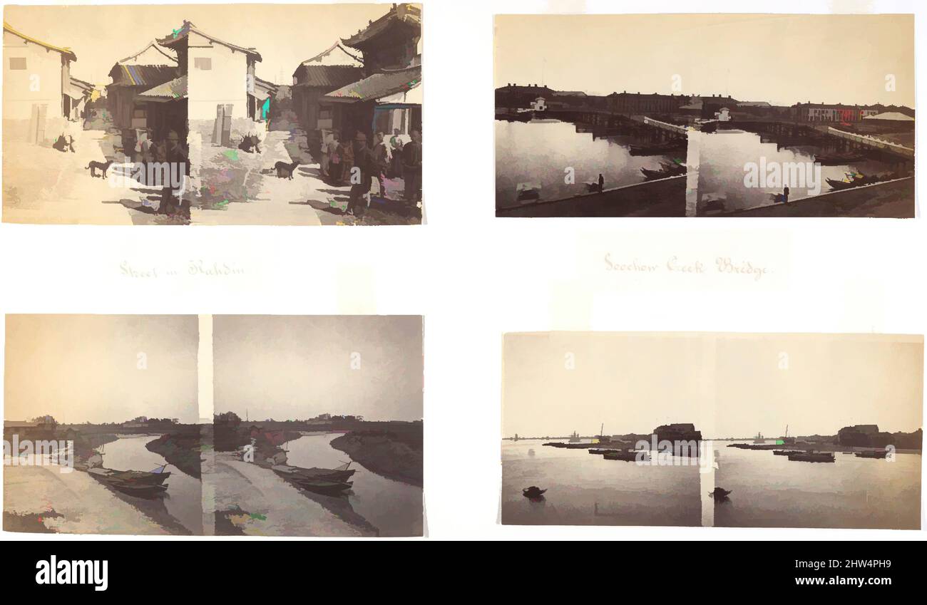 Art inspiré par la rue à Khadhin; Foochow Creek Bridge; Country View; Shanghai, Californie. 1869, impression argentée à partir d'un négatif en verre, image : 3 1/4 × 6 7/8 po. (8,2 × 17,5 cm); environ chacune, photographies, attribuées à John Thomson (British, Edinburgh, Scotland 1837–1921 London, Classic œuvres modernisées par Artotop avec une touche de modernité. Formes, couleur et valeur, impact visuel accrocheur sur l'art émotions par la liberté d'œuvres d'art d'une manière contemporaine. Un message intemporel qui cherche une nouvelle direction créative. Artistes qui se tournent vers le support numérique et créent le NFT Artotop Banque D'Images