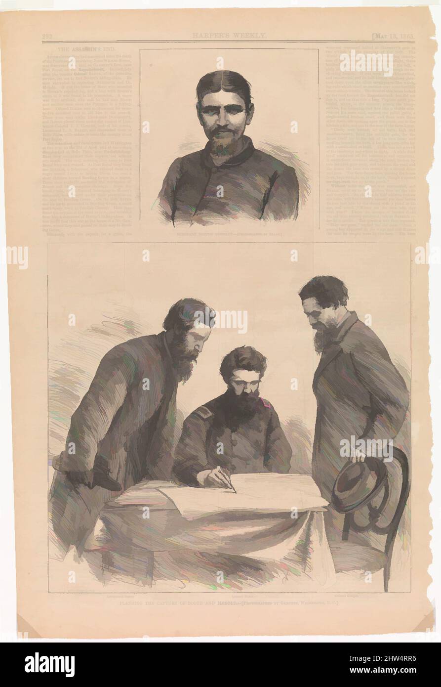 Art inspiré par la planification de la capture de Booth et Harold, 1865, Woodcut, Prints, d'après Alexander Gardner (américain, Glasgow, Écosse 1821–1882 Washington, D.C, oeuvres classiques modernisées par Artotop avec un peu de modernité. Formes, couleur et valeur, impact visuel accrocheur sur l'art émotions par la liberté d'œuvres d'art d'une manière contemporaine. Un message intemporel qui cherche une nouvelle direction créative. Artistes qui se tournent vers le support numérique et créent le NFT Artotop Banque D'Images