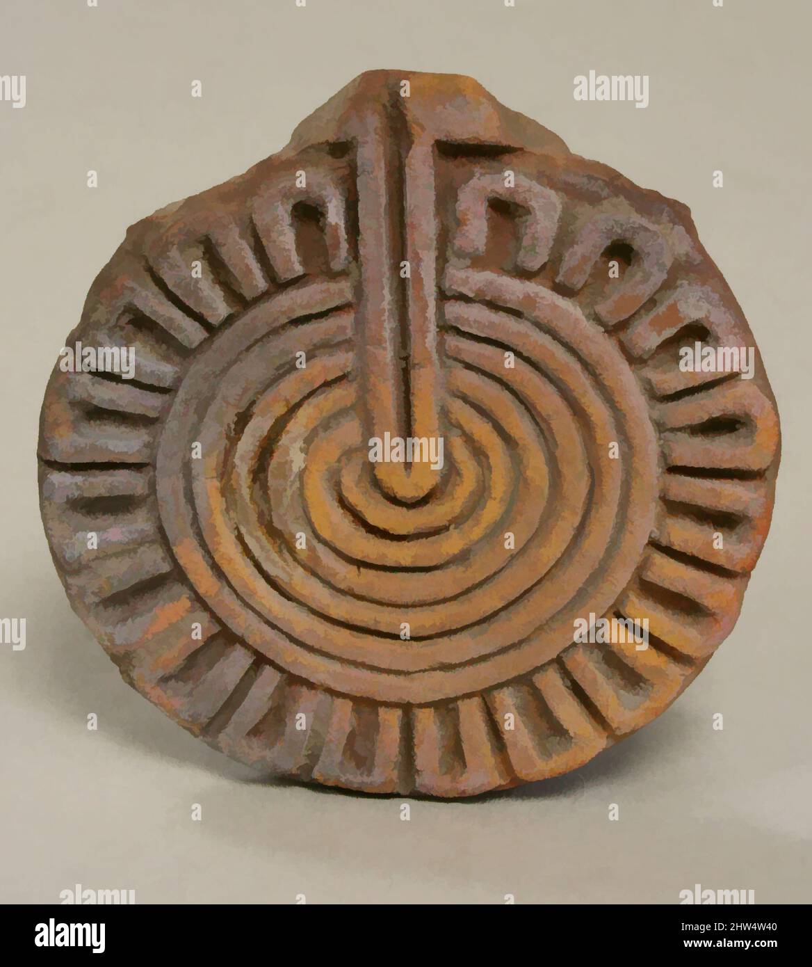 Art inspiré par timbre plat à fleur géométrique, 14th–début du 16th siècle, Mexique, Méso-Amérique, Aztec, Céramique, hors tout : 2 3/16 po (5,64 cm), céramique-équipements, oeuvres classiques modernisées par Artotop avec une touche de modernité. Formes, couleur et valeur, impact visuel accrocheur sur l'art émotions par la liberté d'œuvres d'art d'une manière contemporaine. Un message intemporel qui cherche une nouvelle direction créative. Artistes qui se tournent vers le support numérique et créent le NFT Artotop Banque D'Images