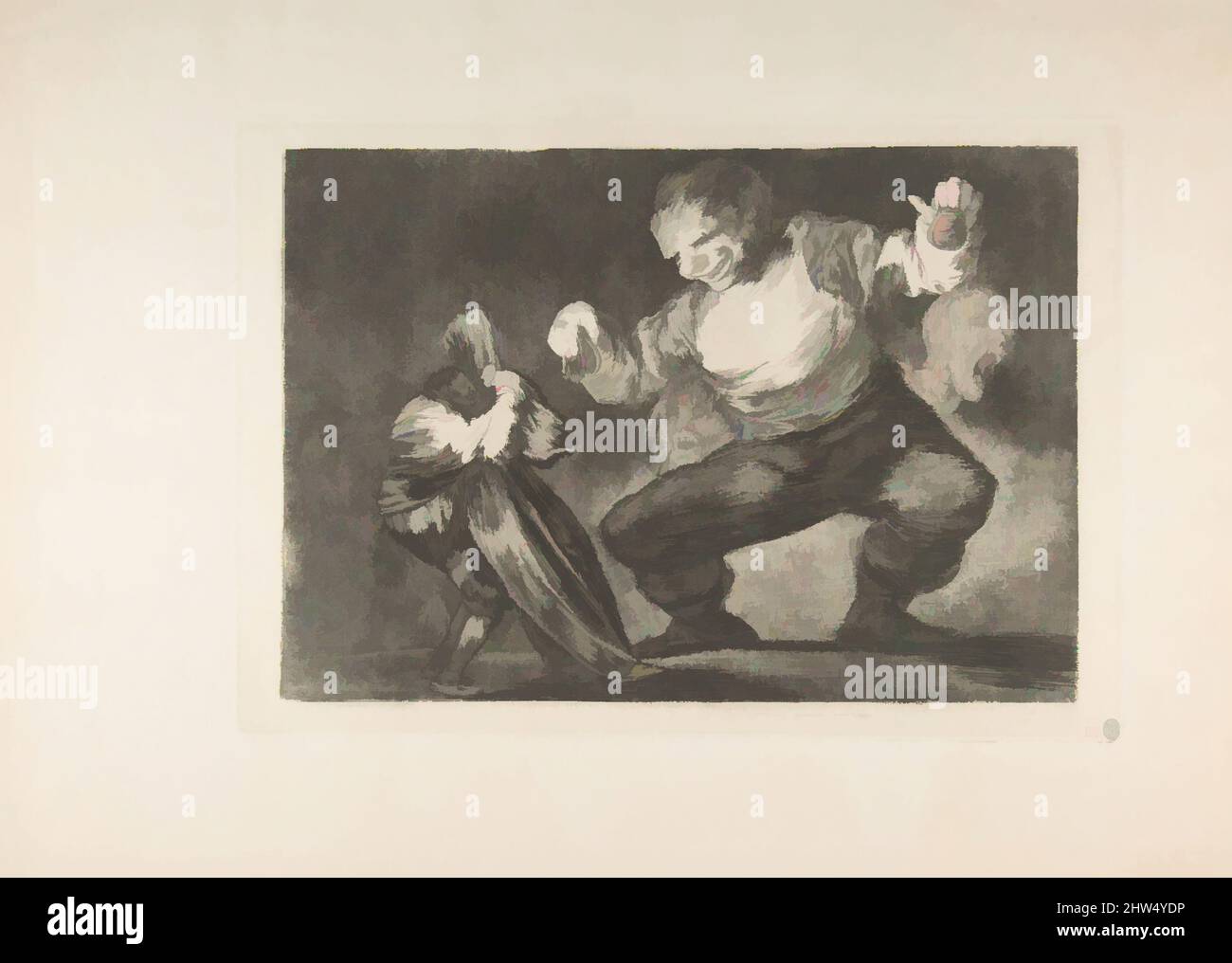 Art inspiré par la planche 4 des 'Disparates': Simpleton, ca. 1816–23 (publié entre 1854 et 63), Etching, burin d'aquatint bruni et point sec, plaque : 9 5/8 × 13 3/4 po. (24,5 × 35 cm), Prints, Goya (Francisco de Goya y Lucientes) (Espagnol, Fuendetodos 1746–1828 Bordeaux, oeuvres classiques modernisées par Artotop avec une touche de modernité. Formes, couleur et valeur, impact visuel accrocheur sur l'art émotions par la liberté d'œuvres d'art d'une manière contemporaine. Un message intemporel qui cherche une nouvelle direction créative. Artistes qui se tournent vers le support numérique et créent le NFT Artotop Banque D'Images