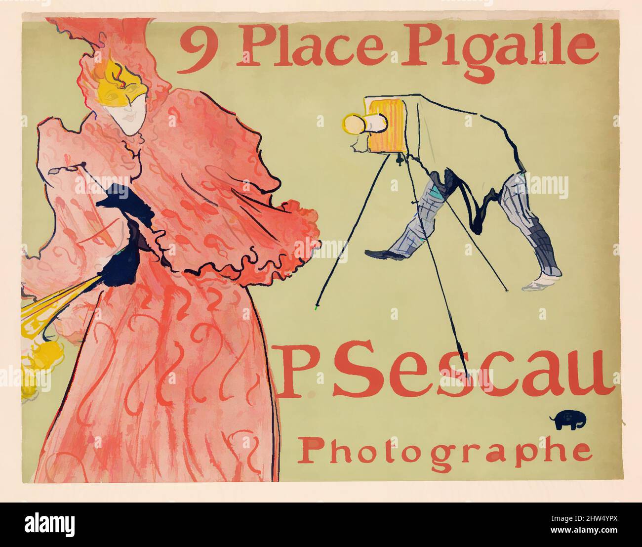 Art inspiré par le photographe Sescau (le photographe Sescau), 1894, lithographie imprimée en quatre couleurs; papier vélin machine, feuille: 24 7/16 x 31 1/8 po. (62,1 x 79,1 cm), Henri de Toulouse-Lautrec (français, Albi 1864–1901 Saint-André-du-Bois, oeuvres classiques modernisées par Artotop avec une touche de modernité. Formes, couleur et valeur, impact visuel accrocheur sur l'art émotions par la liberté d'œuvres d'art d'une manière contemporaine. Un message intemporel qui cherche une nouvelle direction créative. Artistes qui se tournent vers le support numérique et créent le NFT Artotop Banque D'Images