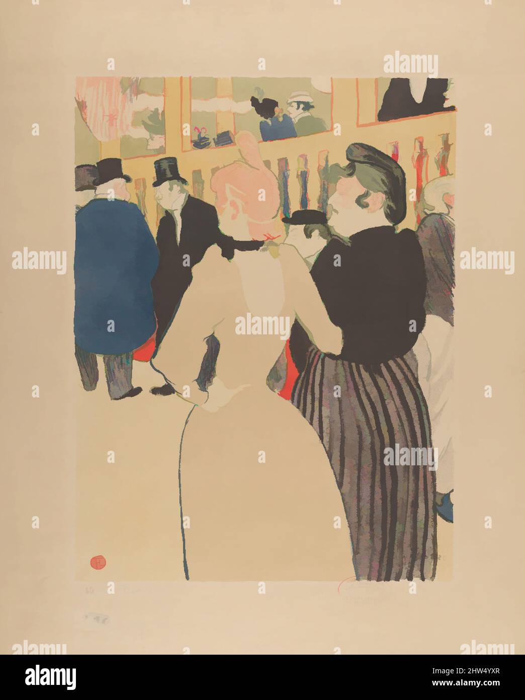 Art inspiré par au Moulin Rouge: La Goulue et sa sœur, 1892, lithographie imprimée en six couleurs sur papier vélin; deuxième état de deux, image: 17 1/2 x 13 1/2 po. (44,5 x 34,3 cm), estampes, Henri de Toulouse-Lautrec (français, Albi 1864–1901 Saint-André-du-Bois), Lautrec étudie les œuvres classiques modernisées par Artotop avec une touche de modernité. Formes, couleur et valeur, impact visuel accrocheur sur l'art émotions par la liberté d'œuvres d'art d'une manière contemporaine. Un message intemporel qui cherche une nouvelle direction créative. Artistes qui se tournent vers le support numérique et créent le NFT Artotop Banque D'Images