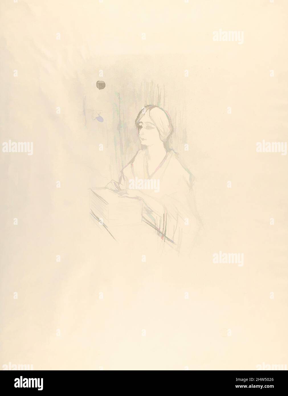 Art inspiré par Léonie Yahne dans son dressing, à l'âge difficile, 1895, lithographie de crayon et de crasse avec grattoir imprimé en vert olive sur papier vélin; état unique, image: 12 5/8 x 9 1/16 po. (32 x 23 cm), estampes, Henri de Toulouse-Lautrec (français, Albi 1864–1901 Saint-André-du-, oeuvres classiques modernisées par Artotop avec une touche de modernité. Formes, couleur et valeur, impact visuel accrocheur sur l'art émotions par la liberté d'œuvres d'art d'une manière contemporaine. Un message intemporel qui cherche une nouvelle direction créative. Artistes qui se tournent vers le support numérique et créent le NFT Artotop Banque D'Images