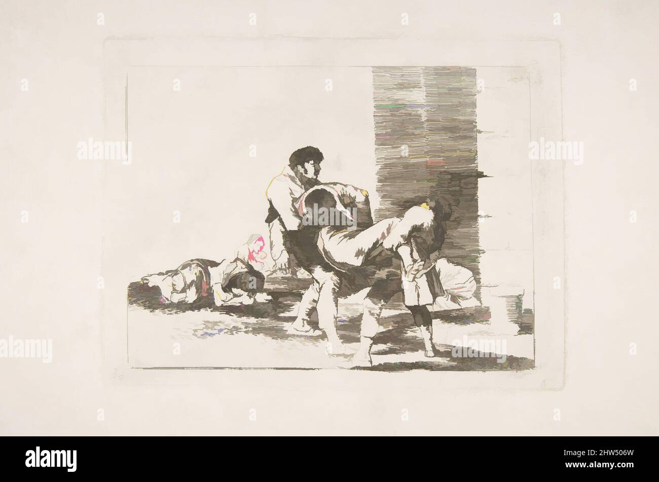 Art inspiré par la planche 56 de 'les désastres de la guerre' (Los Desastres de la Guerra): 'Au cimetière.'(Al cementerio.), 1810–14, Etching, lavis et point sec, plaque: 6 1/16 × 8 1/16 po. (15,4 × 20,5 cm), Prints, Goya (Francisco de Goya y Lucientes) (Espagnol, Fuendetodos 1746–1828 Bordeaux, oeuvres classiques modernisées par Artotop avec une touche de modernité. Formes, couleur et valeur, impact visuel accrocheur sur l'art émotions par la liberté d'œuvres d'art d'une manière contemporaine. Un message intemporel qui cherche une nouvelle direction créative. Artistes qui se tournent vers le support numérique et créent le NFT Artotop Banque D'Images