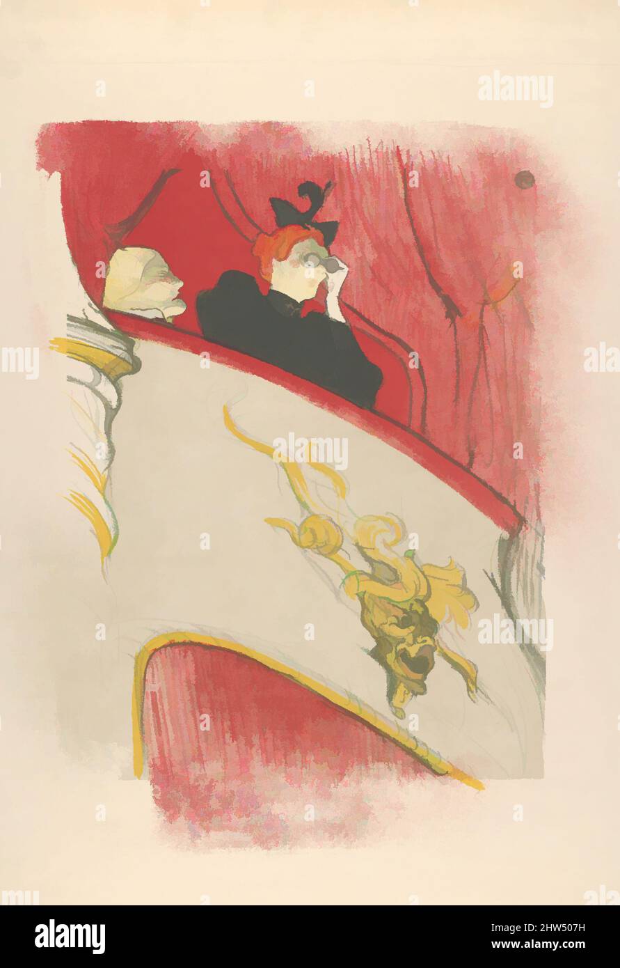 Art inspiré de la boîte avec le masque doré, 1894, crayon, pinceau, et lithographie de crasse, imprimé en cinq couleurs sur papier vélin; état seulement, feuille: 18 5/8 × 12 7/8 po. (47,3 × 32,7 cm), estampes, Henri de Toulouse-Lautrec (français, Albi 1864–1901 Saint-André-du-Bois), cette œuvre classique modernisée par Artotop avec une touche de modernité. Formes, couleur et valeur, impact visuel accrocheur sur l'art émotions par la liberté d'œuvres d'art d'une manière contemporaine. Un message intemporel qui cherche une nouvelle direction créative. Artistes qui se tournent vers le support numérique et créent le NFT Artotop Banque D'Images