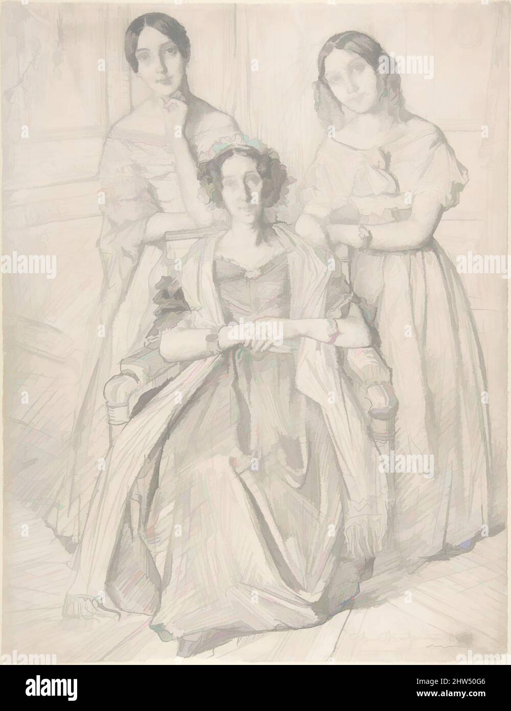 Art inspiré par la baronne Duperré et ses filles, 1841, Graphite sur papier vélin, feuille: 13 3/4 x 10 5/8 po. (35 x 27cm), dessins, Théodore Chassériau (français, le Limon, Saint-Domingue, Antilles 1819–1856 Paris, oeuvres classiques modernisées par Artotop avec une touche de modernité. Formes, couleur et valeur, impact visuel accrocheur sur l'art émotions par la liberté d'œuvres d'art d'une manière contemporaine. Un message intemporel qui cherche une nouvelle direction créative. Artistes qui se tournent vers le support numérique et créent le NFT Artotop Banque D'Images