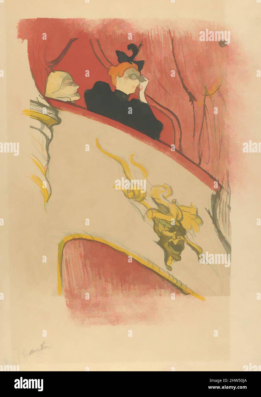 Art inspiré par la boîte avec le masque doré, 1894, crayon, pinceau, et lithographie de spatter avec grattoir imprimé en cinq couleurs sur papier imitation japon; seulement état, feuille: 19 3/4 × 12 13/16 po. (50,2 × 32,5 cm), estampes, Henri de Toulouse-Lautrec (français, Albi 1864–1901 Saint-André-du-, oeuvres classiques modernisées par Artotop avec une touche de modernité. Formes, couleur et valeur, impact visuel accrocheur sur l'art émotions par la liberté d'œuvres d'art d'une manière contemporaine. Un message intemporel qui cherche une nouvelle direction créative. Artistes qui se tournent vers le support numérique et créent le NFT Artotop Banque D'Images