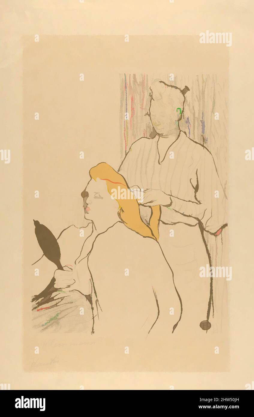 Art inspiré de la coiffure (projet de loi du Théâtre libre), 1893, crayon et lithographie à la brosse imprimée en trois couleurs sur papier imitation japon; deuxième état de deux, feuille : 19 13/16 po. × 13 po (50,3 × 33 cm), estampes, Henri de Toulouse-Lautrec (français, Albi 1864–1901 Saint-André-du-, oeuvres classiques modernisées par Artotop avec une touche de modernité. Formes, couleur et valeur, impact visuel accrocheur sur l'art émotions par la liberté d'œuvres d'art d'une manière contemporaine. Un message intemporel qui cherche une nouvelle direction créative. Artistes qui se tournent vers le support numérique et créent le NFT Artotop Banque D'Images