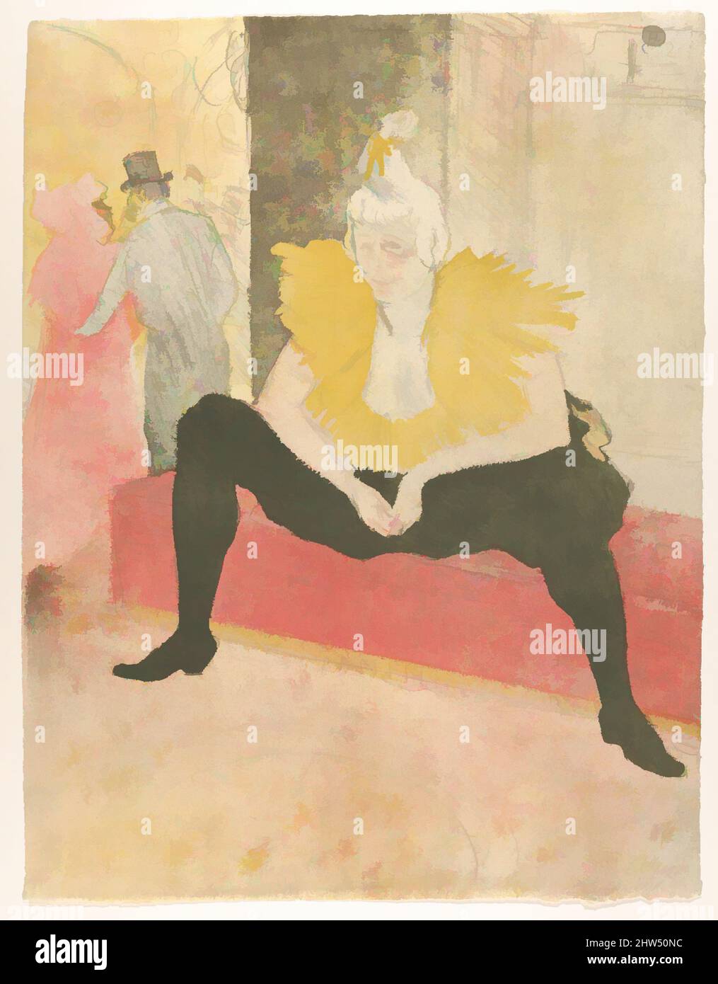 Art inspiré par la Clowness assise (Mademoiselle Cha-u-ka-o) (de la série Elles), 1896, crayon, pinceau, et lithographie de spatter avec grattoir imprimé en cinq couleurs sur papier vélin avec filigrane (G. Pellet / T. Lautrec) ; état uniquement, image : 20 9/16 × 15 13/16 po. (52,2 × 40,1 cm, œuvres classiques modernisées par Artotop avec une touche de modernité. Formes, couleur et valeur, impact visuel accrocheur sur l'art émotions par la liberté d'œuvres d'art d'une manière contemporaine. Un message intemporel qui cherche une nouvelle direction créative. Artistes qui se tournent vers le support numérique et créent le NFT Artotop Banque D'Images