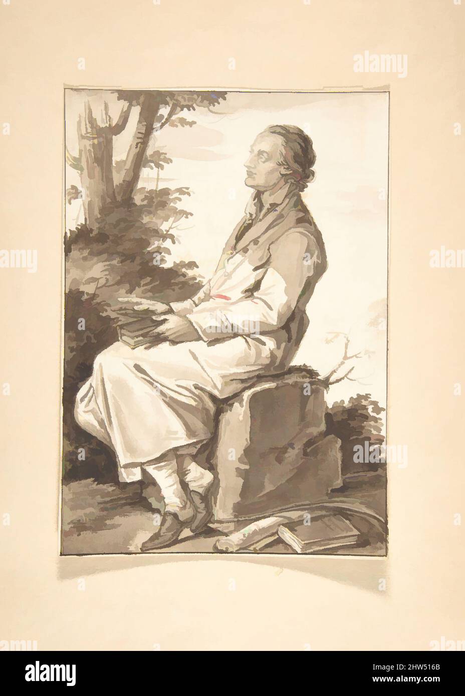 Art inspiré par Portrait de Mark Akenside, s.d., Brush et Brown wash sur le sous-dessin graphite., 6 5/8 x 4 5/8in. (16,8 x 11,7cm), dessins, Jean-Baptiste-François Bosio (français, Monaco 1764–1827 Paris, oeuvres classiques modernisées par Artotop avec une touche de modernité. Formes, couleur et valeur, impact visuel accrocheur sur l'art émotions par la liberté d'œuvres d'art d'une manière contemporaine. Un message intemporel qui cherche une nouvelle direction créative. Artistes qui se tournent vers le support numérique et créent le NFT Artotop Banque D'Images