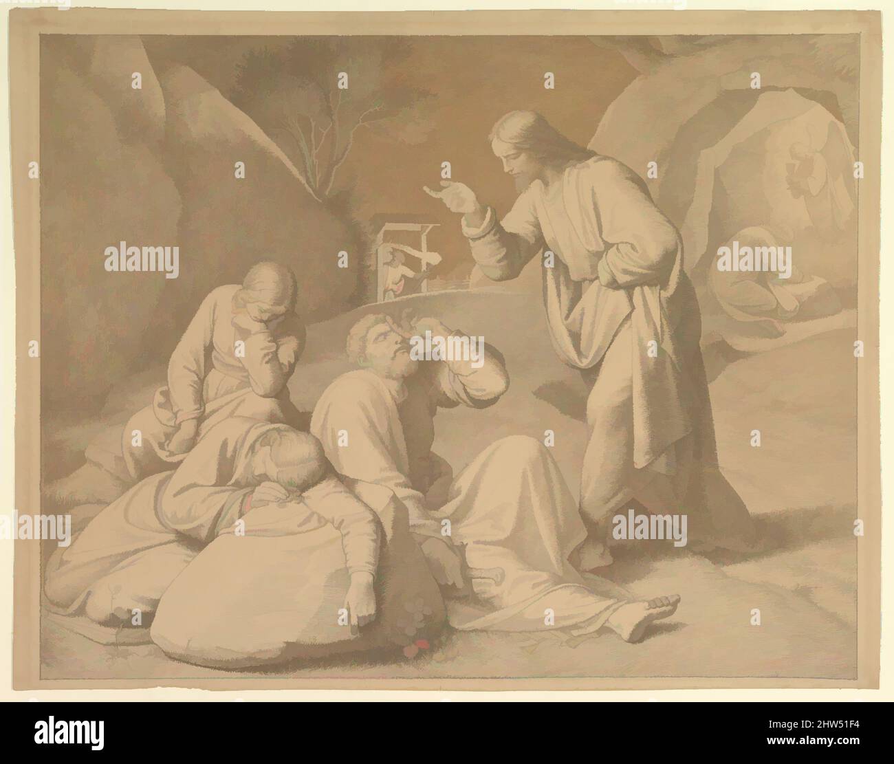 Art inspiré par le Christ dans le jardin de Gethsemane, 1848, crayon noir (probablement le crayon de début de conté) avec des touches de crayon brun et de savon d'aquarelle marron mince; ligne de cadrage en crayon noir, 18 1/16 x 22 3/4 po. (45,9 x 57,8 cm), dessins, Johann, oeuvres classiques modernisées par Artotop avec une touche de modernité. Formes, couleur et valeur, impact visuel accrocheur sur l'art émotions par la liberté d'œuvres d'art d'une manière contemporaine. Un message intemporel qui cherche une nouvelle direction créative. Artistes qui se tournent vers le support numérique et créent le NFT Artotop Banque D'Images