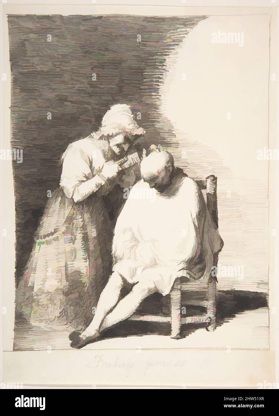 Art inspiré par Lost Labor ('Trabajo perdido'), 1807–45, stylo et encre marron foncé sur papier blanc cassé. Composition avec stylo et encre marron foncé sur tous les côtés, 7-1/4 x 5-3/16 po. (18,4 x 13,2 cm), dessins, Leonardo Alenza y Nieto (espagnol, Madrid 1807–1845 Madrid, œuvres classiques modernisées par Artotop avec une touche de modernité. Formes, couleur et valeur, impact visuel accrocheur sur l'art émotions par la liberté d'œuvres d'art d'une manière contemporaine. Un message intemporel qui cherche une nouvelle direction créative. Artistes qui se tournent vers le support numérique et créent le NFT Artotop Banque D'Images