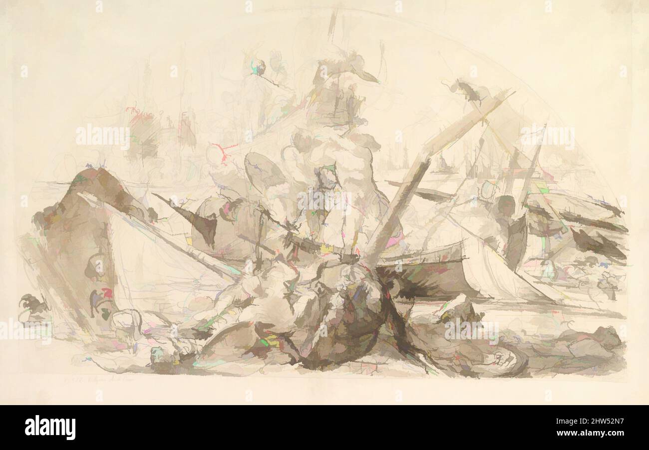 Art inspiré par la bataille navale de Meloria, 1743–90, encre stylo et brune, pinceau et lavage brun, sur graphite, 13-7/16 x 20-15/16 po. (34,2 x 53,2 cm), dessins, Giovanni David (Italien, Cabella Ligure 1749–1790 Gênes, oeuvres classiques modernisées par Artotop avec une touche de modernité. Formes, couleur et valeur, impact visuel accrocheur sur l'art émotions par la liberté d'œuvres d'art d'une manière contemporaine. Un message intemporel qui cherche une nouvelle direction créative. Artistes qui se tournent vers le support numérique et créent le NFT Artotop Banque D'Images