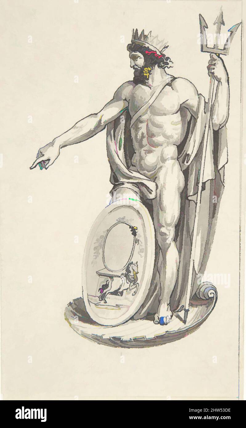 Art inspiré par Design for Neptune avec médaillon ovale, stylo et encre noire avec brosse et lavage gris, 3 9/16 x 2 1/8 po. (9 x 5,4 cm), dessins, Charles Percier (français, Paris 1764–1838 Paris, oeuvres classiques modernisées par Artotop avec une touche de modernité. Formes, couleur et valeur, impact visuel accrocheur sur l'art émotions par la liberté d'œuvres d'art d'une manière contemporaine. Un message intemporel qui cherche une nouvelle direction créative. Artistes qui se tournent vers le support numérique et créent le NFT Artotop Banque D'Images