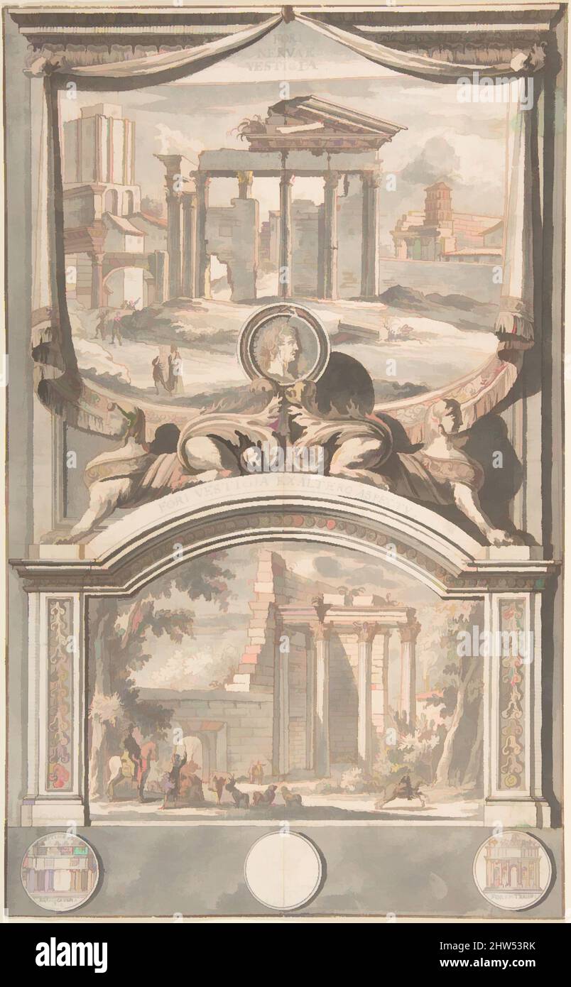 Art inspiré par les ruines du Forum de Nerva (ci-dessus) et une autre vue des ruines (ci-dessous), avant 1704, craie rouge, stylo et encre noire et brune, brosse et lavage gris, sur craie noire, 13 1/8 x 8 7/64 po. (33,3 x 20,6 cm), dessins, Jan Goeree (néerlandais, Middelburg 1670–1731 Amsterdam, œuvres classiques modernisées par Artotop avec une touche de modernité. Formes, couleur et valeur, impact visuel accrocheur sur l'art émotions par la liberté d'œuvres d'art d'une manière contemporaine. Un message intemporel qui cherche une nouvelle direction créative. Artistes qui se tournent vers le support numérique et créent le NFT Artotop Banque D'Images