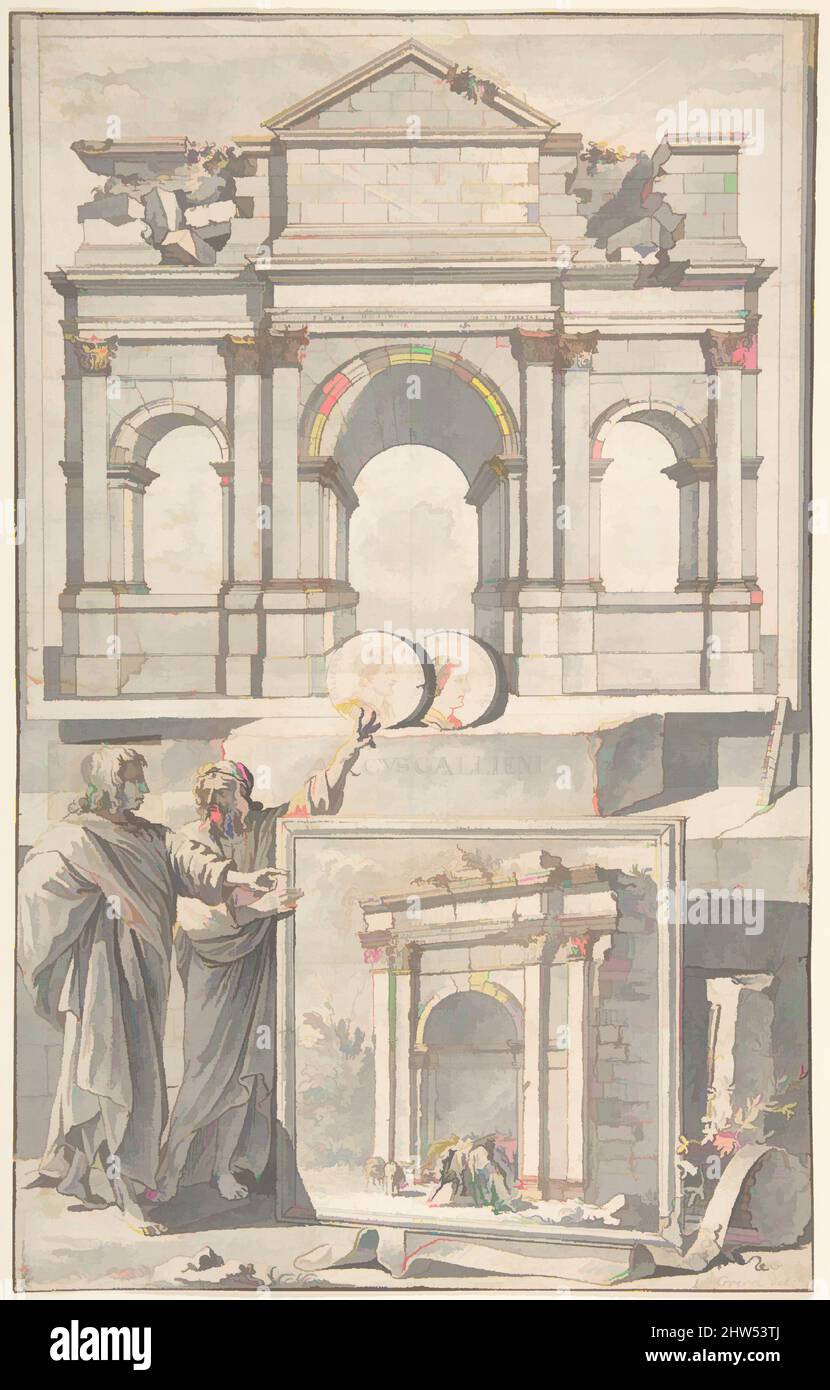 Art inspiré par Une reconstruction de l'Arche de Gallienus (ci-dessus) et une vue des ruines (ci-dessous), avant 1704, craie rouge, stylo et encre noire et marron, pinceau et lavage gris, 13 1/8 x 8 13/64 po. (33,3 x 20,8 cm), dessins, Jan Goeree (néerlandais, Middelburg 1670–1731 Amsterdam, œuvres classiques modernisées par Artotop avec une touche de modernité. Formes, couleur et valeur, impact visuel accrocheur sur l'art émotions par la liberté d'œuvres d'art d'une manière contemporaine. Un message intemporel qui cherche une nouvelle direction créative. Artistes qui se tournent vers le support numérique et créent le NFT Artotop Banque D'Images