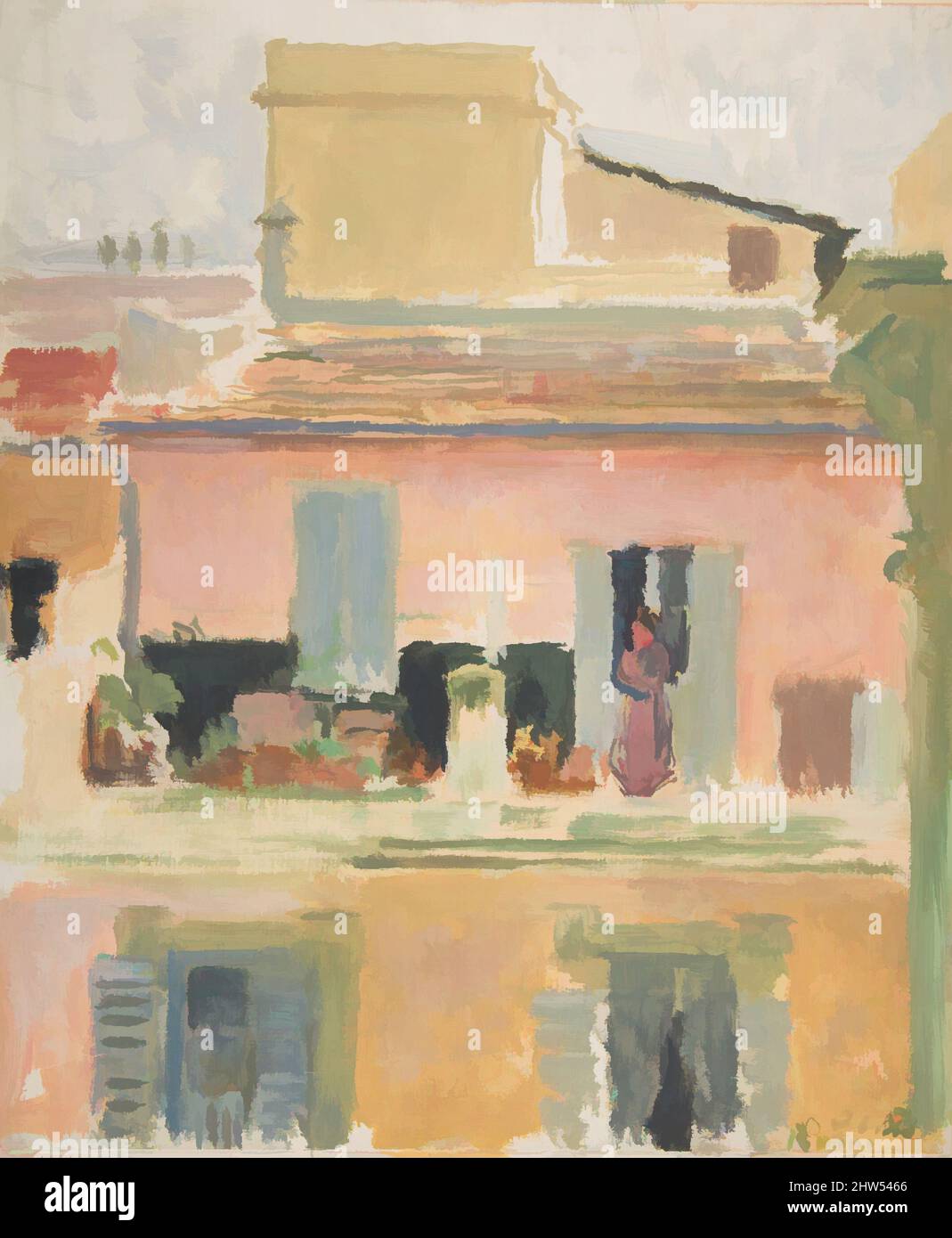 Art inspiré par la terrasse d'un bâtiment à Rome, 1913, Gouache, 11 3/4 x 9 7/8 po. (29,9 x 25,1 cm), dessins, Jacques-Émile Blanche (français, Paris 1861–1942, oeuvres classiques modernisées par Artotop avec une touche de modernité. Formes, couleur et valeur, impact visuel accrocheur sur l'art émotions par la liberté d'œuvres d'art d'une manière contemporaine. Un message intemporel qui cherche une nouvelle direction créative. Artistes qui se tournent vers le support numérique et créent le NFT Artotop Banque D'Images