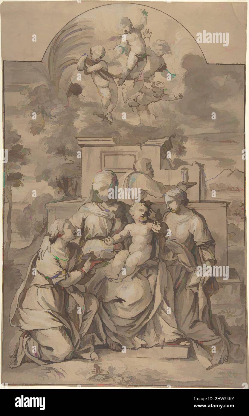 Art inspiré par le reste du vol en Égypte, 1666, stylo, encre brune, lavage gris-brun, rehaussé de blanc sur les traces de craie noire, légèrement carré dans la craie noire, 16 7/16 x 10 7/16 po. (41,7 x 26,5 cm), dessins, Adrien Dassier (français, Lyon 1630–1672 Lyon, oeuvres classiques modernisées par Artotop avec une touche de modernité. Formes, couleur et valeur, impact visuel accrocheur sur l'art émotions par la liberté d'œuvres d'art d'une manière contemporaine. Un message intemporel qui cherche une nouvelle direction créative. Artistes qui se tournent vers le support numérique et créent le NFT Artotop Banque D'Images
