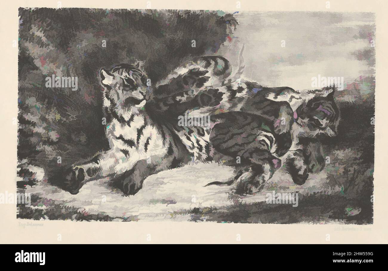 Art inspiré par le jeune tigre jouant avec sa mère, 1831, Lithographie, troisième état de six, image: 7 3/8 x 4 7/16 po. (18,7 x 11,2 cm), estampes, Eugène Delacroix (français, Charenton-Saint-Maurice 1798–1863 Paris, oeuvres classiques modernisées par Artotop avec une touche de modernité. Formes, couleur et valeur, impact visuel accrocheur sur l'art émotions par la liberté d'œuvres d'art d'une manière contemporaine. Un message intemporel qui cherche une nouvelle direction créative. Artistes qui se tournent vers le support numérique et créent le NFT Artotop Banque D'Images