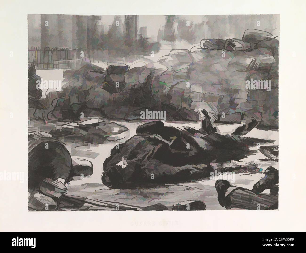 Art inspiré par la guerre civile (guerre civile), 1871–73, publié en 1874, Lithographie sur le colline, état final (II), pierre : 15 5/8 x 20in. (39,7 x 50,8cm), tirages, Édouard Manet (français, Paris 1832–1883 Paris, oeuvres classiques modernisées par Artotop avec une touche de modernité. Formes, couleur et valeur, impact visuel accrocheur sur l'art émotions par la liberté d'œuvres d'art d'une manière contemporaine. Un message intemporel qui cherche une nouvelle direction créative. Artistes qui se tournent vers le support numérique et créent le NFT Artotop Banque D'Images