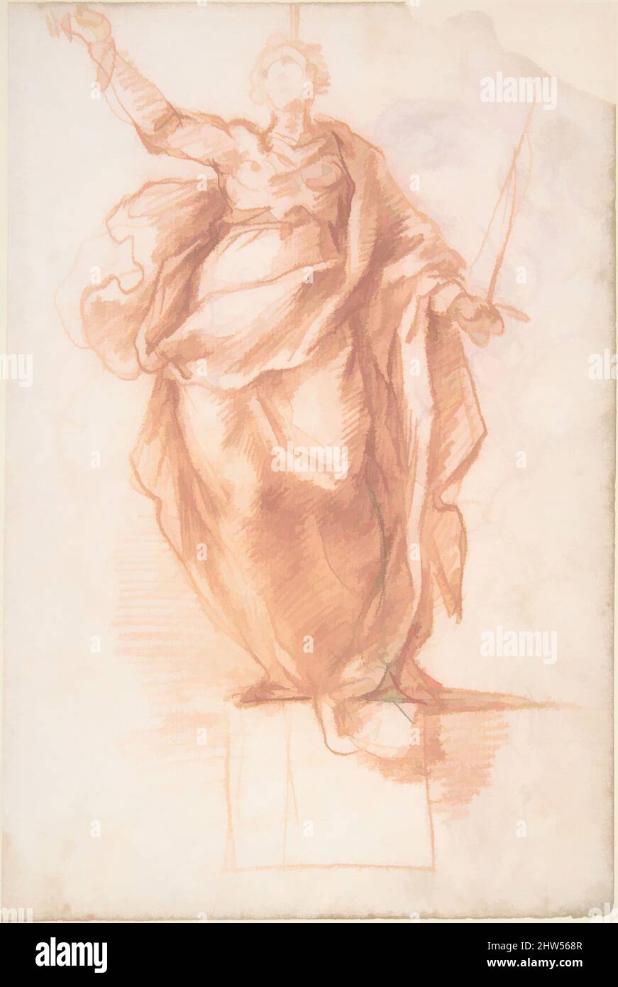 Art inspiré par la figure allégorique de la religion (recto); étude d'un griffon et d'une figure assise (verso), 1553–1615, craie rouge avec un peu de craie noire, 7-13/16 x 5-1/8 po. (19,8 x 13,0 cm), dessins, attribué à Cherubino Alberti (Zaccaria Mattia) (Italien, Borgo Sansepolcro 1553–1615, oeuvres classiques modernisées par Artotop avec une touche de modernité. Formes, couleur et valeur, impact visuel accrocheur sur l'art émotions par la liberté d'œuvres d'art d'une manière contemporaine. Un message intemporel qui cherche une nouvelle direction créative. Artistes qui se tournent vers le support numérique et créent le NFT Artotop Banque D'Images