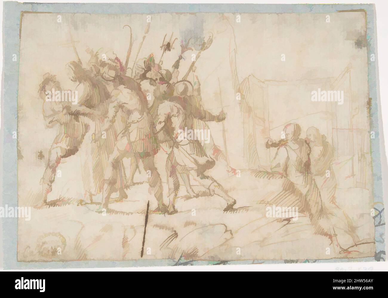 Art inspiré par l'arrestation du Christ, 1624–63, stylo et encre brune, 3-3/4 x 5-5/16 po. (9,5 x 13,5 cm), dessins, attribué à Francesco Allegrini (Italien, Cantiano (?) 1615/20–après 1679 Gubbio, oeuvres classiques modernisées par Artotop avec une touche de modernité. Formes, couleur et valeur, impact visuel accrocheur sur l'art émotions par la liberté d'œuvres d'art d'une manière contemporaine. Un message intemporel qui cherche une nouvelle direction créative. Artistes qui se tournent vers le support numérique et créent le NFT Artotop Banque D'Images
