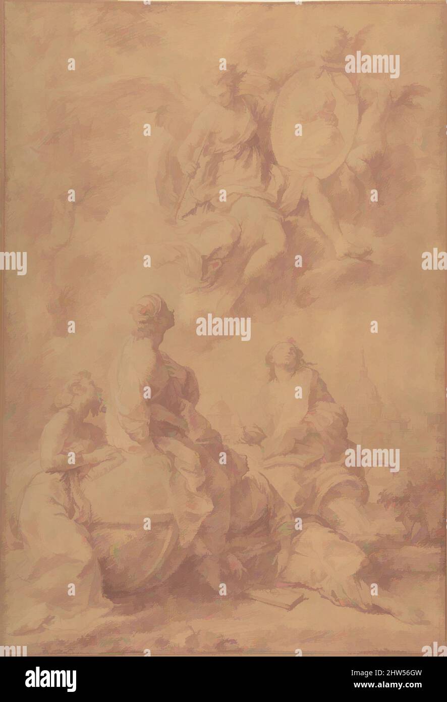 Art inspiré par Allegory en l'honneur du Pape Benoît XIV, ca. 1745, craie rouge, surlignée de blanc, sur papier beige, 14 3/16 x 9 13/16in. (36 x 24,9cm), dessins, Pompeo Batoni (Italien, Lucques 1708–1787 Rome, oeuvres classiques modernisées par Artotop avec une touche de modernité. Formes, couleur et valeur, impact visuel accrocheur sur l'art émotions par la liberté d'œuvres d'art d'une manière contemporaine. Un message intemporel qui cherche une nouvelle direction créative. Artistes qui se tournent vers le support numérique et créent le NFT Artotop Banque D'Images