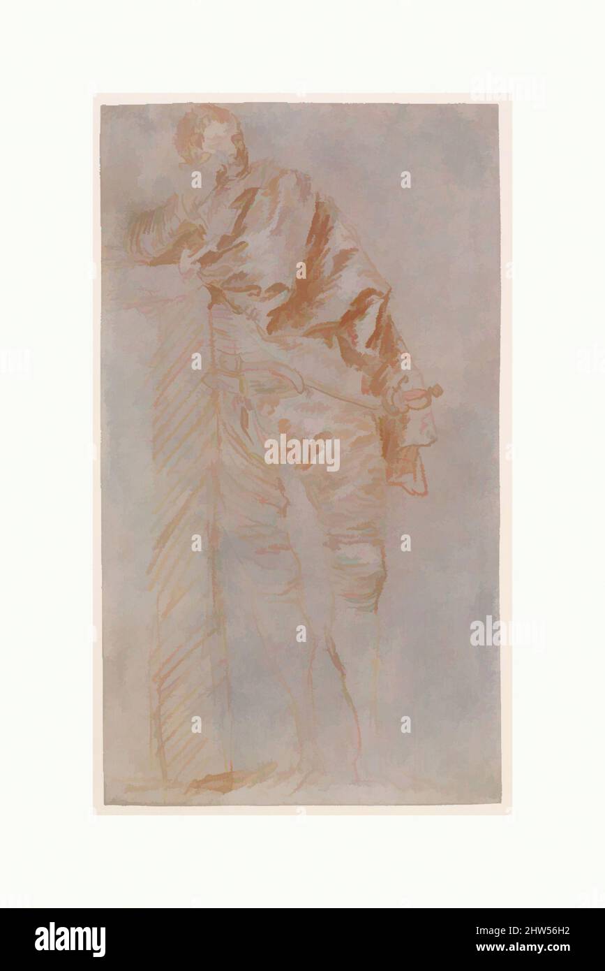 Art inspiré par Man Leaning on a Wall (recto), début du 18th siècle, craie rouge accentuée de blanc, sur papier bleu, 11 x 6 5/16 po. (28 x 16 cm), dessins, Jean-Baptiste Joseph Pater (français, Valenciennes 1695–1736 Paris, oeuvres classiques modernisées par Artotop avec une touche de modernité. Formes, couleur et valeur, impact visuel accrocheur sur l'art émotions par la liberté d'œuvres d'art d'une manière contemporaine. Un message intemporel qui cherche une nouvelle direction créative. Artistes qui se tournent vers le support numérique et créent le NFT Artotop Banque D'Images