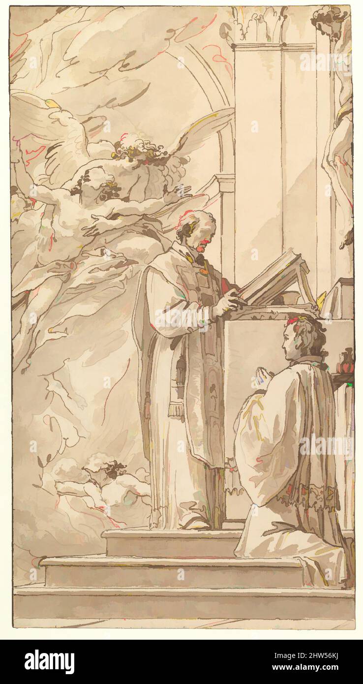 Art inspiré par le bienheureux Francis Venimbeni célébrant la Messe pour les âmes en purgatoire, 1750–99, encre stylo et brune, brosse et lavage brun, sur craie noire, 20-1/16 x 11-1/16 po. (50,9 x 28,1 cm), dessins, Giuseppe Cades (Italien, Rome 1750–1799 Rome, oeuvres classiques modernisées par Artotop avec une touche de modernité. Formes, couleur et valeur, impact visuel accrocheur sur l'art émotions par la liberté d'œuvres d'art d'une manière contemporaine. Un message intemporel qui cherche une nouvelle direction créative. Artistes qui se tournent vers le support numérique et créent le NFT Artotop Banque D'Images
