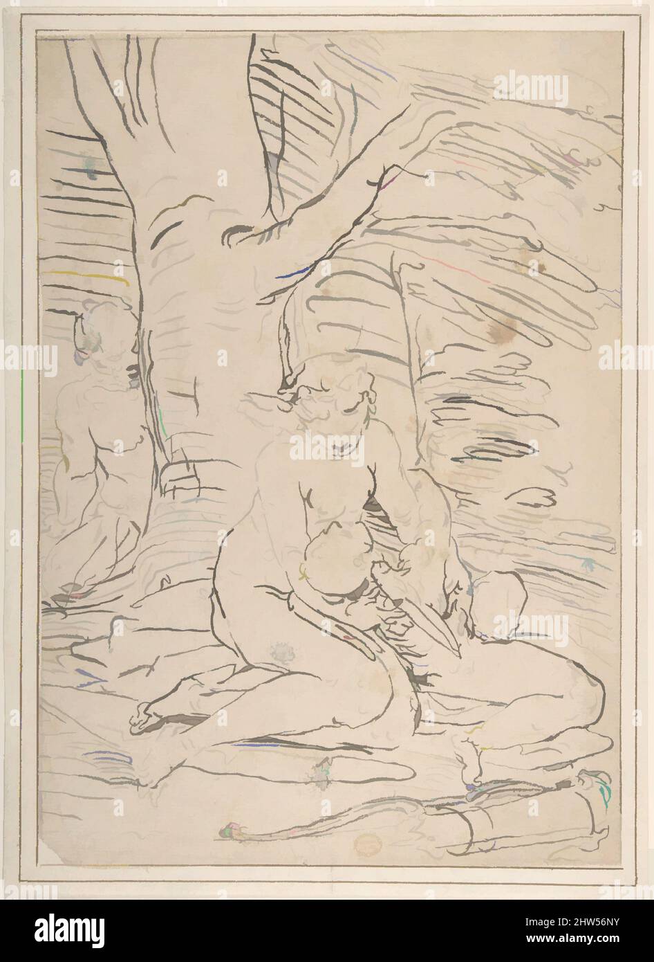 Art inspiré par Vénus, Cupid et Satyr, 1527–85, brosse et encre, 13 5/8 x 9 1/2in. (34,6 x 24,1cm), dessins, d'après Luca Cambiaso (Italien, Moneglia 1527–1585 Madrid, oeuvres classiques modernisées par Artotop avec une touche de modernité. Formes, couleur et valeur, impact visuel accrocheur sur l'art émotions par la liberté d'œuvres d'art d'une manière contemporaine. Un message intemporel qui cherche une nouvelle direction créative. Artistes qui se tournent vers le support numérique et créent le NFT Artotop Banque D'Images