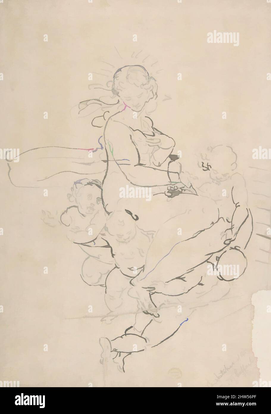 Art inspiré par l'apothéose de Sainte Marie-Madeleine, 1527–85, pinceau et encre noire, 12 1/4 x 8 11/16in. (31,1 x 22,1cm), dessins, d'après Luca Cambiaso (Italien, Moneglia 1527–1585 Madrid, oeuvres classiques modernisées par Artotop avec une touche de modernité. Formes, couleur et valeur, impact visuel accrocheur sur l'art émotions par la liberté d'œuvres d'art d'une manière contemporaine. Un message intemporel qui cherche une nouvelle direction créative. Artistes qui se tournent vers le support numérique et créent le NFT Artotop Banque D'Images
