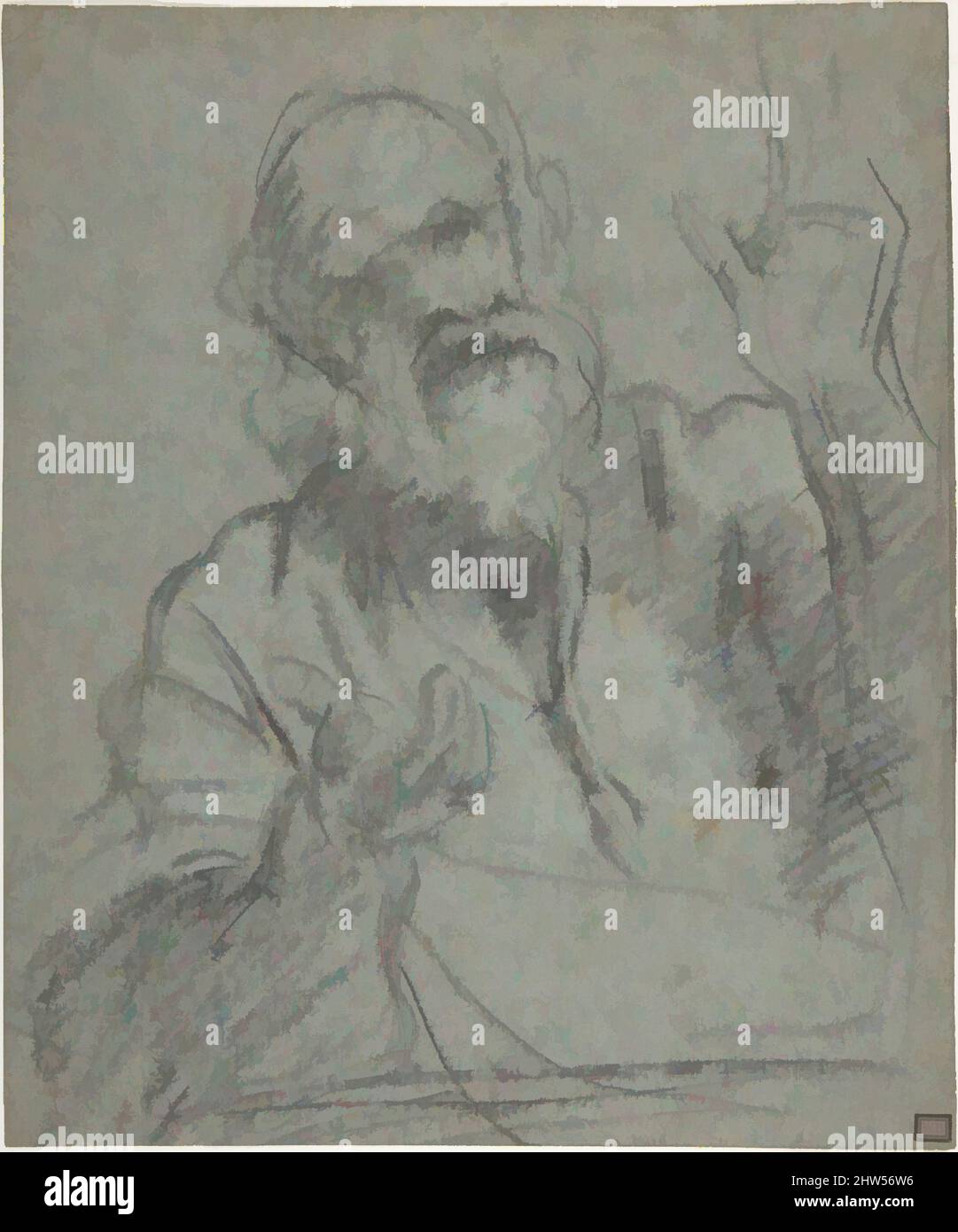 Art inspiré par Study of an Old Man, 1577–1660, charbon de bois, mis en évidence avec de la craie blanche, sur papier bleu-gris, 9 3/4 x 8 1/8in. (24,8 x 20,6cm), dessins, attribué à Giacomo Cavedone (Italien, Sassuolo 1577–1660 Bologna, oeuvres classiques modernisées par Artotop avec une touche de modernité. Formes, couleur et valeur, impact visuel accrocheur sur l'art émotions par la liberté d'œuvres d'art d'une manière contemporaine. Un message intemporel qui cherche une nouvelle direction créative. Artistes qui se tournent vers le support numérique et créent le NFT Artotop Banque D'Images