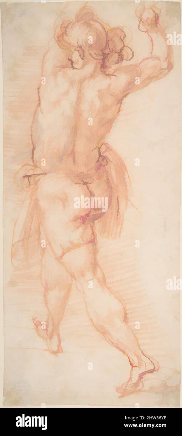 Art inspiré par la figure d'un homme lançant des pierres (recto); étude d'un homme (?) (Verso), 1568–1640, craie rouge (recto); craie noire (verso), 10 7/8 x 4 13/16in. (27,7 x 12,2cm), dessins, Cavaliere d'Arpino (Giuseppe Cesari) (Italien, Arpino 1568–1640 Rome, oeuvres classiques modernisées par Artotop avec une touche de modernité. Formes, couleur et valeur, impact visuel accrocheur sur l'art émotions par la liberté d'œuvres d'art d'une manière contemporaine. Un message intemporel qui cherche une nouvelle direction créative. Artistes qui se tournent vers le support numérique et créent le NFT Artotop Banque D'Images