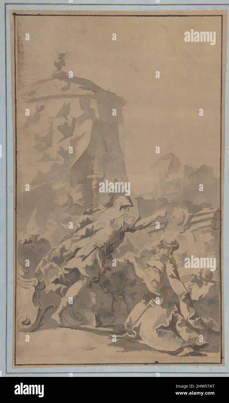 Art inspiré par Hector's Farewell to Andromache and Astyanax, 1676–1741/46, stylo et encre brune, pinceau et lavage gris, surligné en blanc, sur papier brun lavé, 13 7/16 x 8in. (34,1 x 20,3cm), dessins, Sebastiano Galeotti (italien, Florence 1676–1741/46 Mondovì, oeuvres classiques modernisées par Artotop avec une touche de modernité. Formes, couleur et valeur, impact visuel accrocheur sur l'art émotions par la liberté d'œuvres d'art d'une manière contemporaine. Un message intemporel qui cherche une nouvelle direction créative. Artistes qui se tournent vers le support numérique et créent le NFT Artotop Banque D'Images