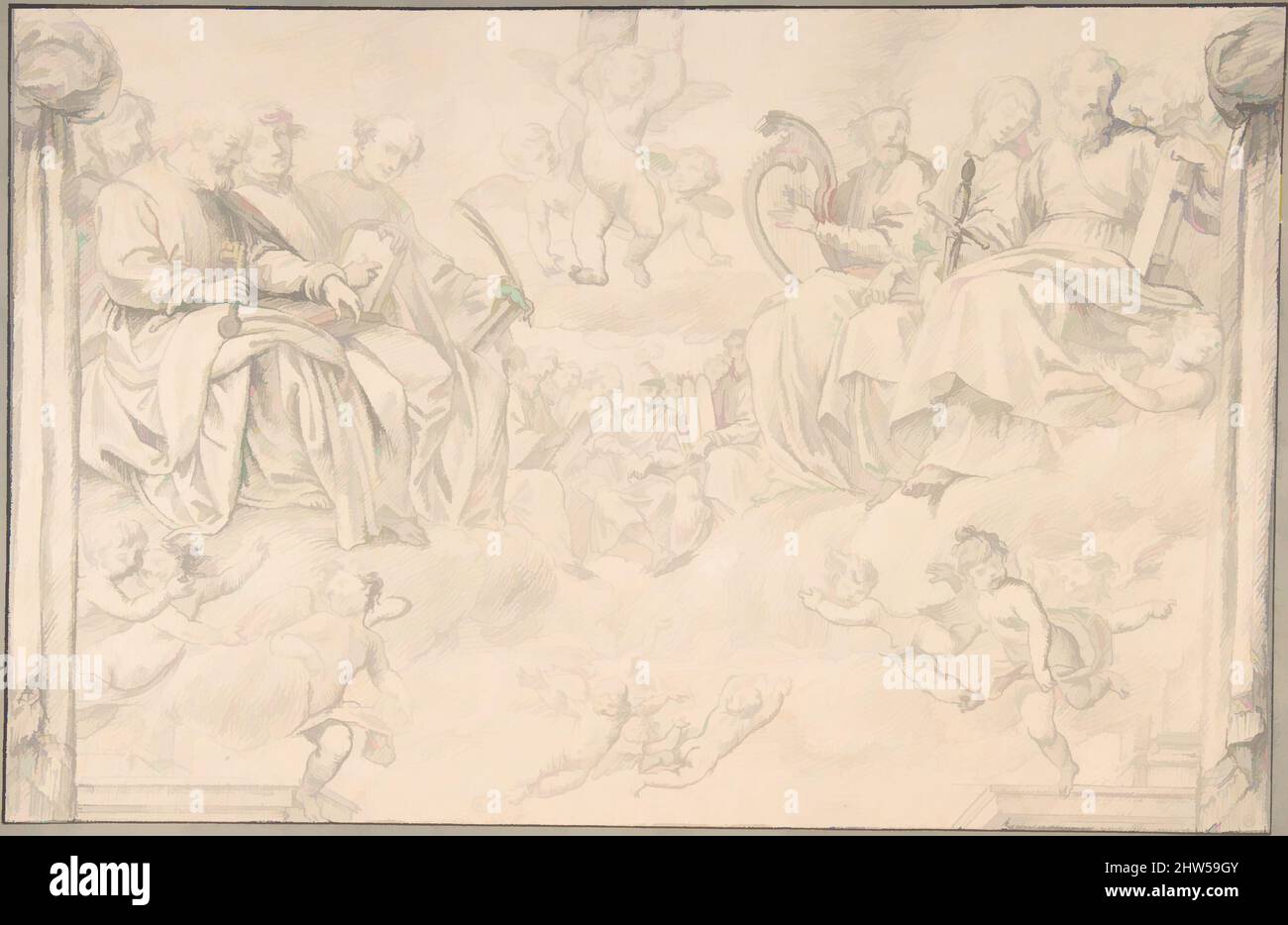 Art inspiré par les prophètes et les saints dans la gloire, après Bernardino Poccetti, 1735–90, craie noire, 8-3/8 x 12-1/2 po. (21,2 x 31,8 cm), dessins, Sante Pacini (italien, Florence 1735–ca. 1790 Florence), cette composition a été dessinée par Sante Pacini d'après Bernardino Poccetti's Paradise, a, œuvres classiques modernisées par Artotop avec un peu de modernité. Formes, couleur et valeur, impact visuel accrocheur sur l'art émotions par la liberté d'œuvres d'art d'une manière contemporaine. Un message intemporel qui cherche une nouvelle direction créative. Artistes qui se tournent vers le support numérique et créent le NFT Artotop Banque D'Images