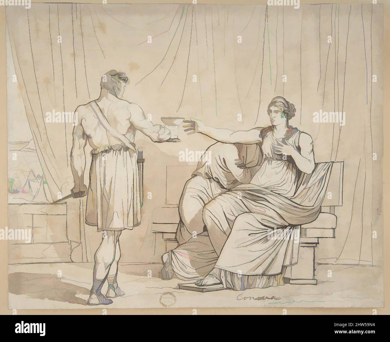 Art inspiré par la mort d'un matron romain, 1781–1835, stylo et encre, brosse et lavage brun, 8 x 10 po. (20,3 x 25,4 cm), dessins, Bartolomeo Pinelli (Italien, Rome 1781–1835 Rome, oeuvres classiques modernisées par Artotop avec une touche de modernité. Formes, couleur et valeur, impact visuel accrocheur sur l'art émotions par la liberté d'œuvres d'art d'une manière contemporaine. Un message intemporel qui cherche une nouvelle direction créative. Artistes qui se tournent vers le support numérique et créent le NFT Artotop Banque D'Images