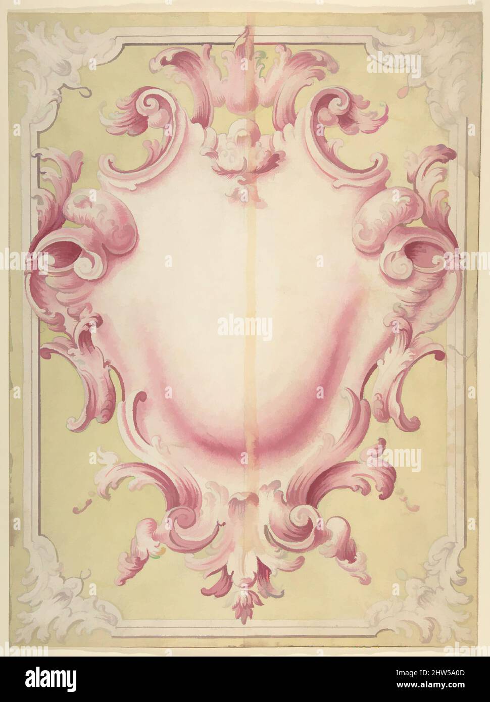 Art inspiré par Design for a Cartouche, 18th Century, Brush et rose, jaune, et mauve laver, sur graphite, sur papier crème, 16-5/8 x 12-3/8 po. (42,3 x 31,4 cm), dessins, anonymes, italiens, première moitié du 18th siècle, oeuvres classiques modernisées par Artotop avec une touche de modernité. Formes, couleur et valeur, impact visuel accrocheur sur l'art émotions par la liberté d'œuvres d'art d'une manière contemporaine. Un message intemporel qui cherche une nouvelle direction créative. Artistes qui se tournent vers le support numérique et créent le NFT Artotop Banque D'Images