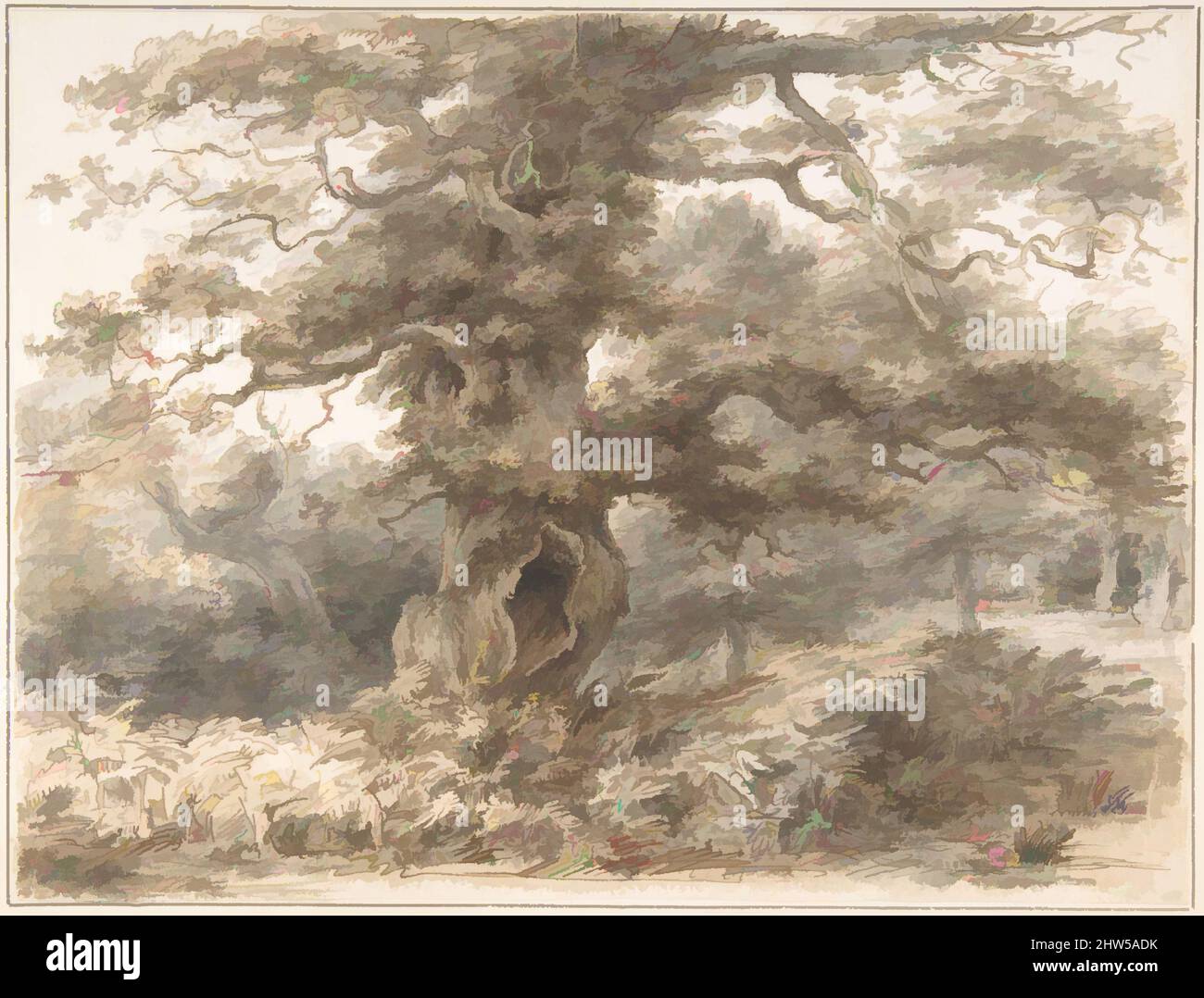 Art inspiré par dans le parc de Packington, fin 18th–début 19th siècle, encre et pinceau à plumes et bruns et lavage brun et gris, feuille : 8 3/8 x 11 po (21,3 x 27,9 cm), dessins, Heneage Finch, 4th comte d'Aylesford (britannique, Londres 1751–1812, oeuvres classiques modernisées par Artotop avec une touche de modernité. Formes, couleur et valeur, impact visuel accrocheur sur l'art émotions par la liberté d'œuvres d'art d'une manière contemporaine. Un message intemporel qui cherche une nouvelle direction créative. Artistes qui se tournent vers le support numérique et créent le NFT Artotop Banque D'Images