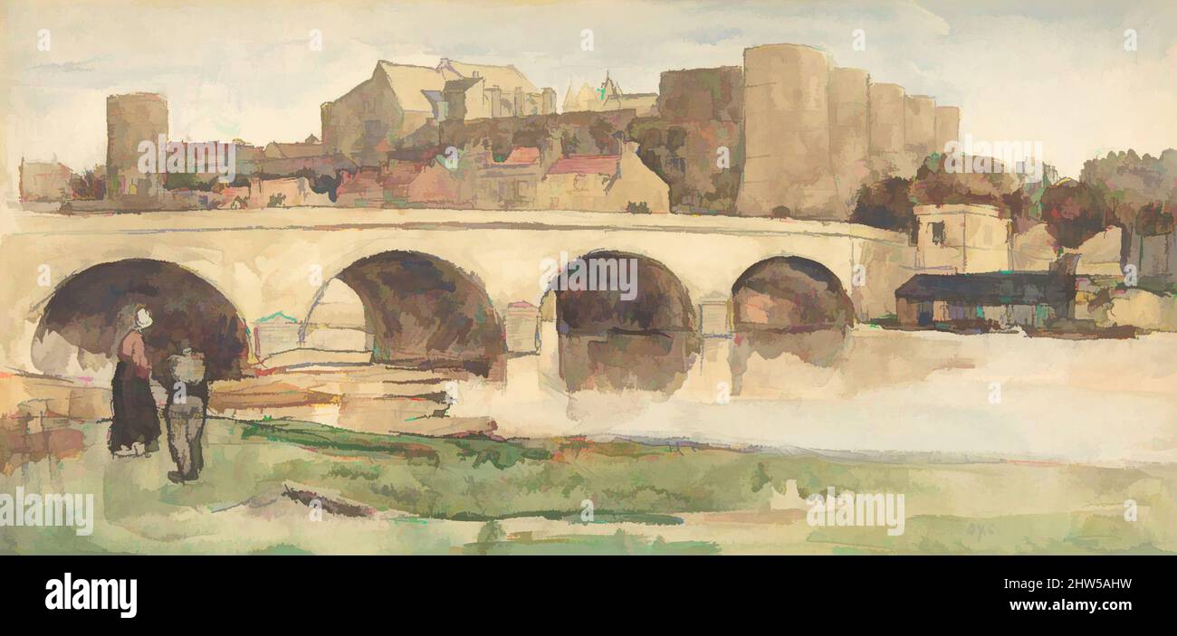 Art inspiré par la vue sur un pont à Angers, Californie. 1903, aquarelle et craie noire sur graphite, feuille : 7 13/16 x 16 7/16 po. (19,9 x 41,7 cm), dessins, Sir David Young Cameron (Britannique, Glasgow, Écosse 1865–1945 Perth, Écosse, œuvres classiques modernisées par Artotop avec une touche de modernité. Formes, couleur et valeur, impact visuel accrocheur sur l'art émotions par la liberté d'œuvres d'art d'une manière contemporaine. Un message intemporel qui cherche une nouvelle direction créative. Artistes qui se tournent vers le support numérique et créent le NFT Artotop Banque D'Images