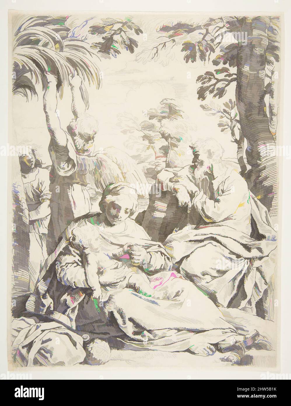 Art inspiré par la Sainte famille reposant sur leur vol en Égypte, ca. 1637–1639, Décapage, plaque : 8 13/16 × 6 11/16 po. (22,4 × 17 cm), Prints, Simone Cantarini (Italien, Pesaro 1612–1648 Vérone, oeuvres classiques modernisées par Artotop avec une touche de modernité. Formes, couleur et valeur, impact visuel accrocheur sur l'art émotions par la liberté d'œuvres d'art d'une manière contemporaine. Un message intemporel qui cherche une nouvelle direction créative. Artistes qui se tournent vers le support numérique et créent le NFT Artotop Banque D'Images