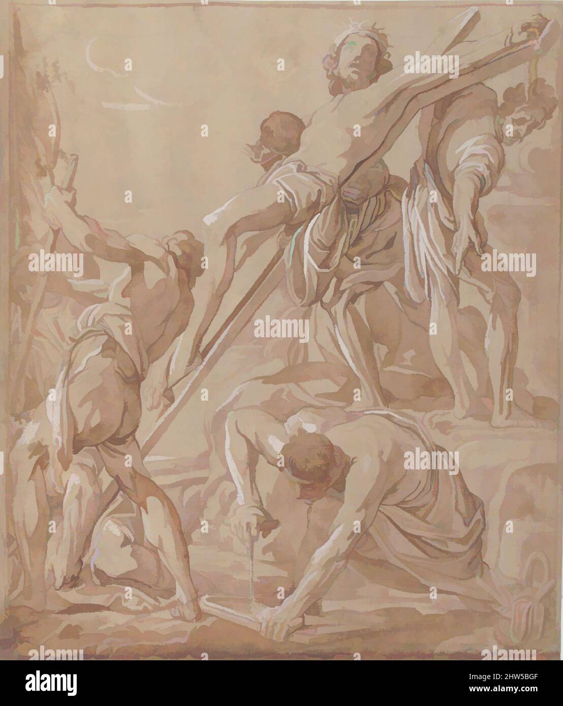 Art inspiré par Elevation of the Cross, 1577–1668, quelques traces de stylo et d'encre brune, lavage rouge-brun, surligné en blanc, sur papier beige, 9 5/8 x 8 1/8in. (24,4 x 20,6cm), dessins, d'après Alessandro Tiarini (Italien, Bologne 1577–1668 Bologne, oeuvres classiques modernisées par Artotop avec une touche de modernité. Formes, couleur et valeur, impact visuel accrocheur sur l'art émotions par la liberté d'œuvres d'art d'une manière contemporaine. Un message intemporel qui cherche une nouvelle direction créative. Artistes qui se tournent vers le support numérique et créent le NFT Artotop Banque D'Images